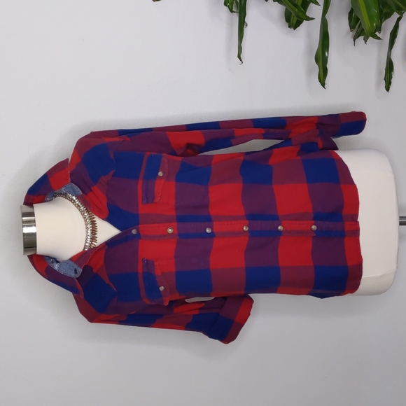 Jachs Girlfriend Plaid Shirt Red, Blue Size Small - Picture 1 of 10
